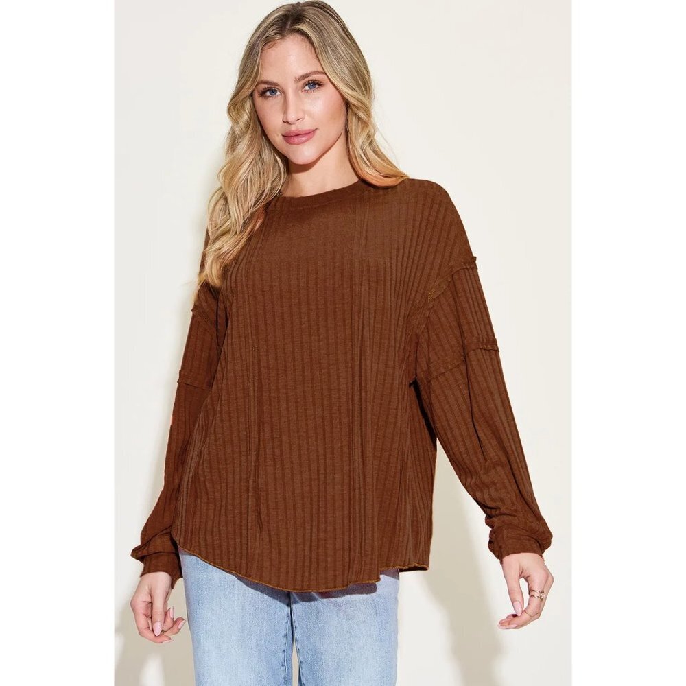 Basic Bae Full Size Ribbed Round Neck Long Sleeve… - image 1